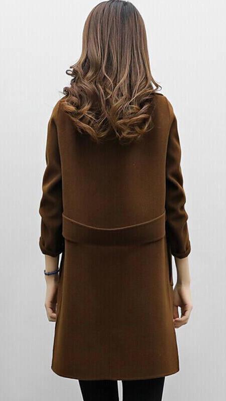Women's Long Trench Coat with Wide Lapels for Work by Selouva