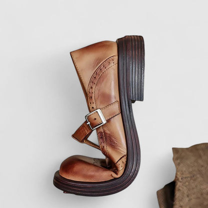 Daisi Elegant Mary Jane Shoes For Women Leather Buckle Comfort by Selouva