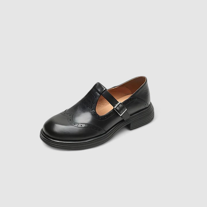 Daisi Elegant Mary Jane Shoes For Women Leather Buckle Comfort by Selouva