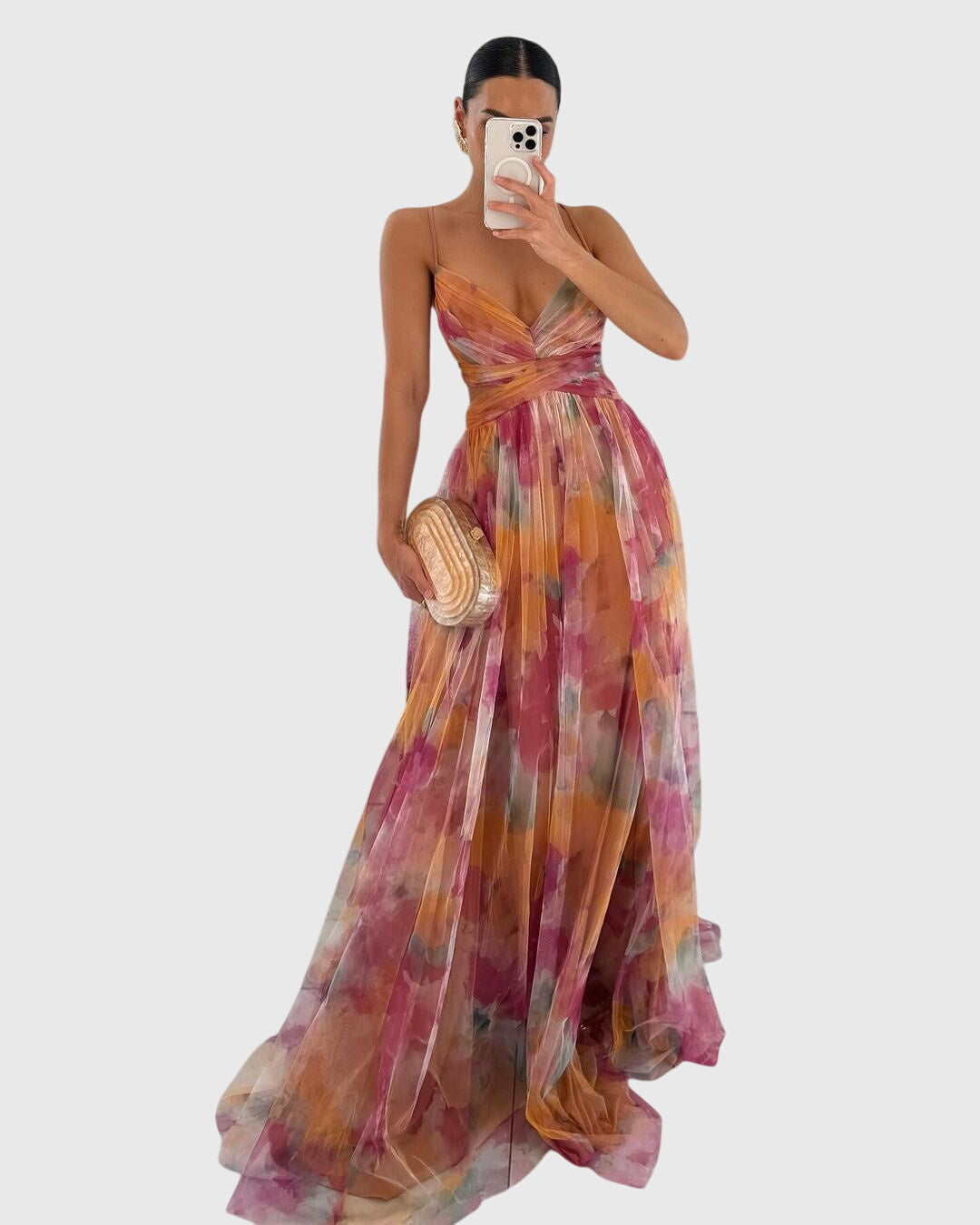 Giselle Floral Print Maxi Dress With Adjustable Crisscross Straps by Selouva