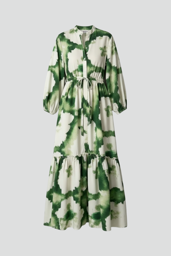 Penelope | Women’s Long Sleeve Printed Maxi Dress with V-Neck by Selouva