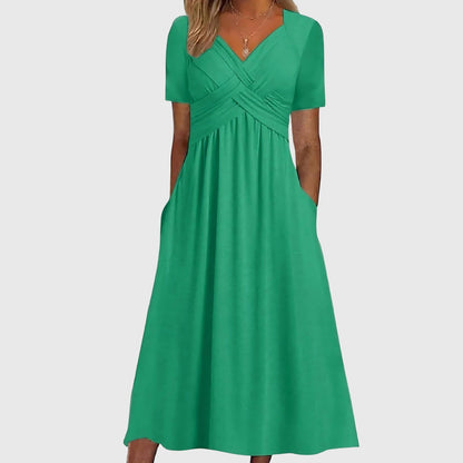 Viola Midi Dress With Tummy Control In Emerald Green by Selouva