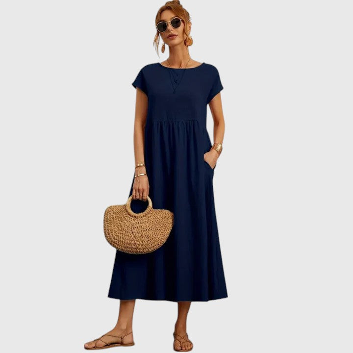 Fenella Comfortable Midi Dress Casual Breathable Relaxed Fit For Everyday Wear by Selouva
