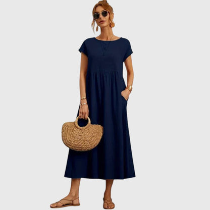 Fenella Comfortable Midi Dress Casual Breathable Relaxed Fit For Everyday Wear by Selouva