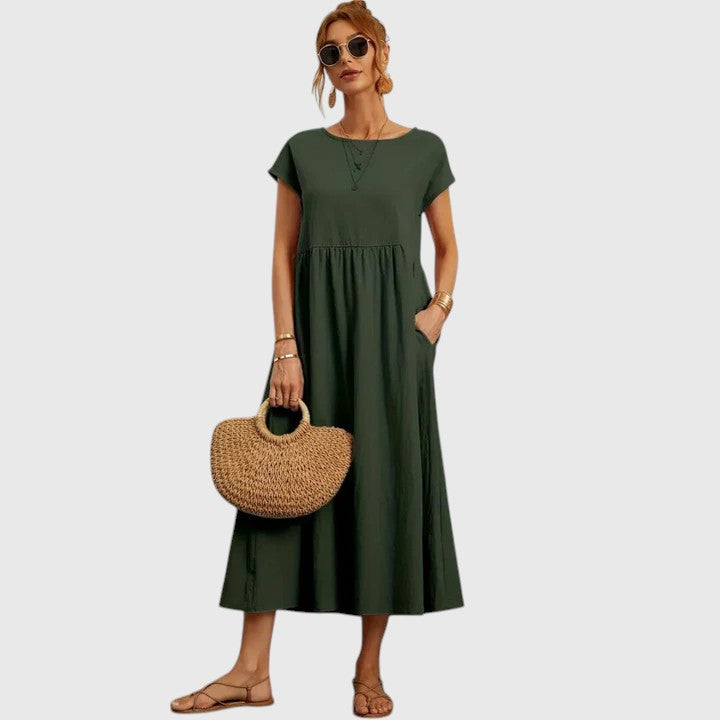 Fenella Comfortable Midi Dress Casual Breathable Relaxed Fit For Everyday Wear by Selouva