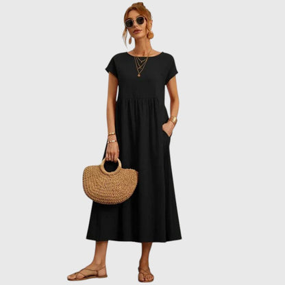 Fenella Comfortable Midi Dress Casual Breathable Relaxed Fit For Everyday Wear by Selouva