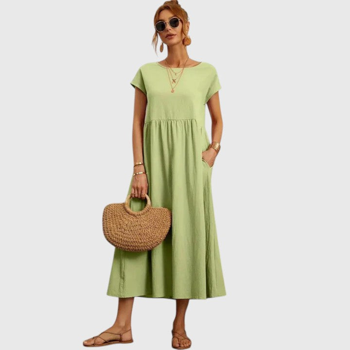 Fenella Comfortable Midi Dress Casual Breathable Relaxed Fit For Everyday Wear by Selouva