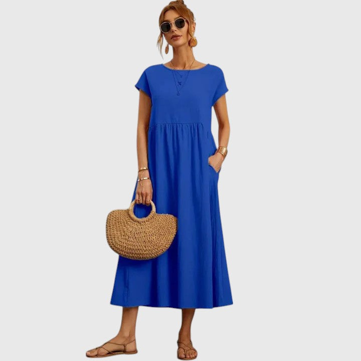 Fenella Comfortable Midi Dress Casual Breathable Relaxed Fit For Everyday Wear by Selouva