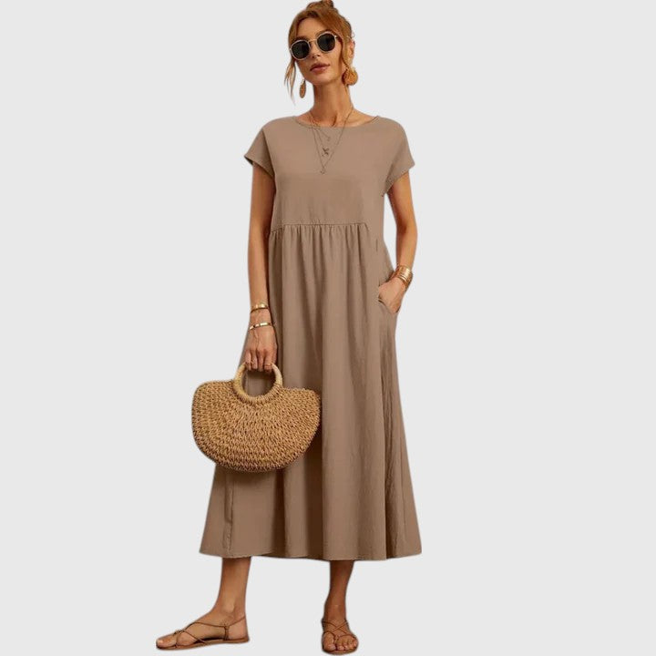 Fenella Comfortable Midi Dress Casual Breathable Relaxed Fit For Everyday Wear by Selouva