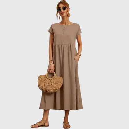 Fenella Comfortable Midi Dress Casual Breathable Relaxed Fit For Everyday Wear by Selouva