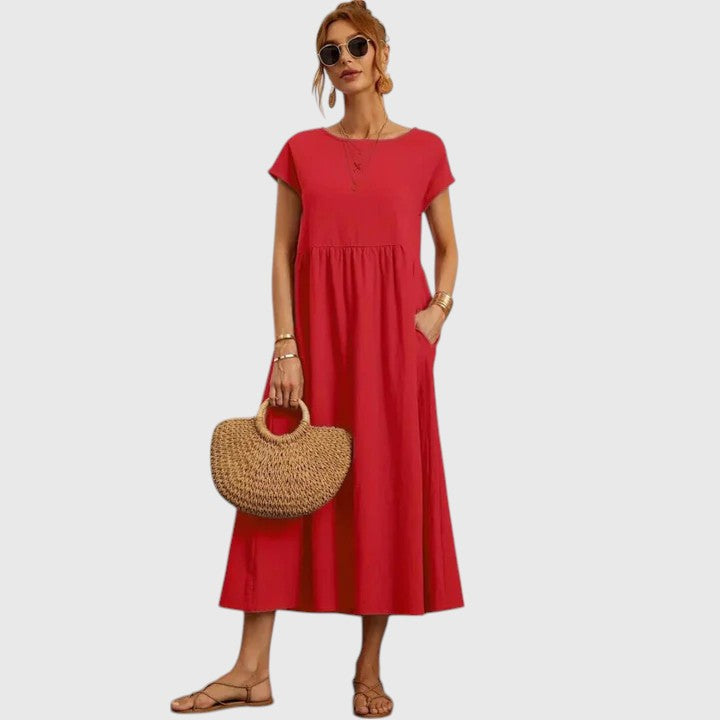 Fenella Comfortable Midi Dress Casual Breathable Relaxed Fit For Everyday Wear by Selouva
