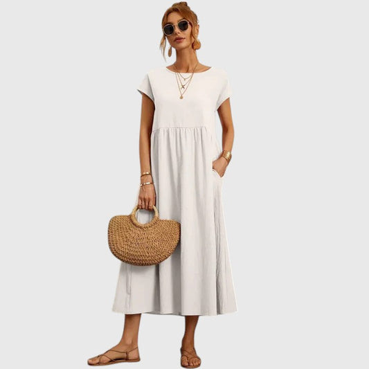 Fenella Comfortable Midi Dress Casual Breathable Relaxed Fit For Everyday Wear by Selouva