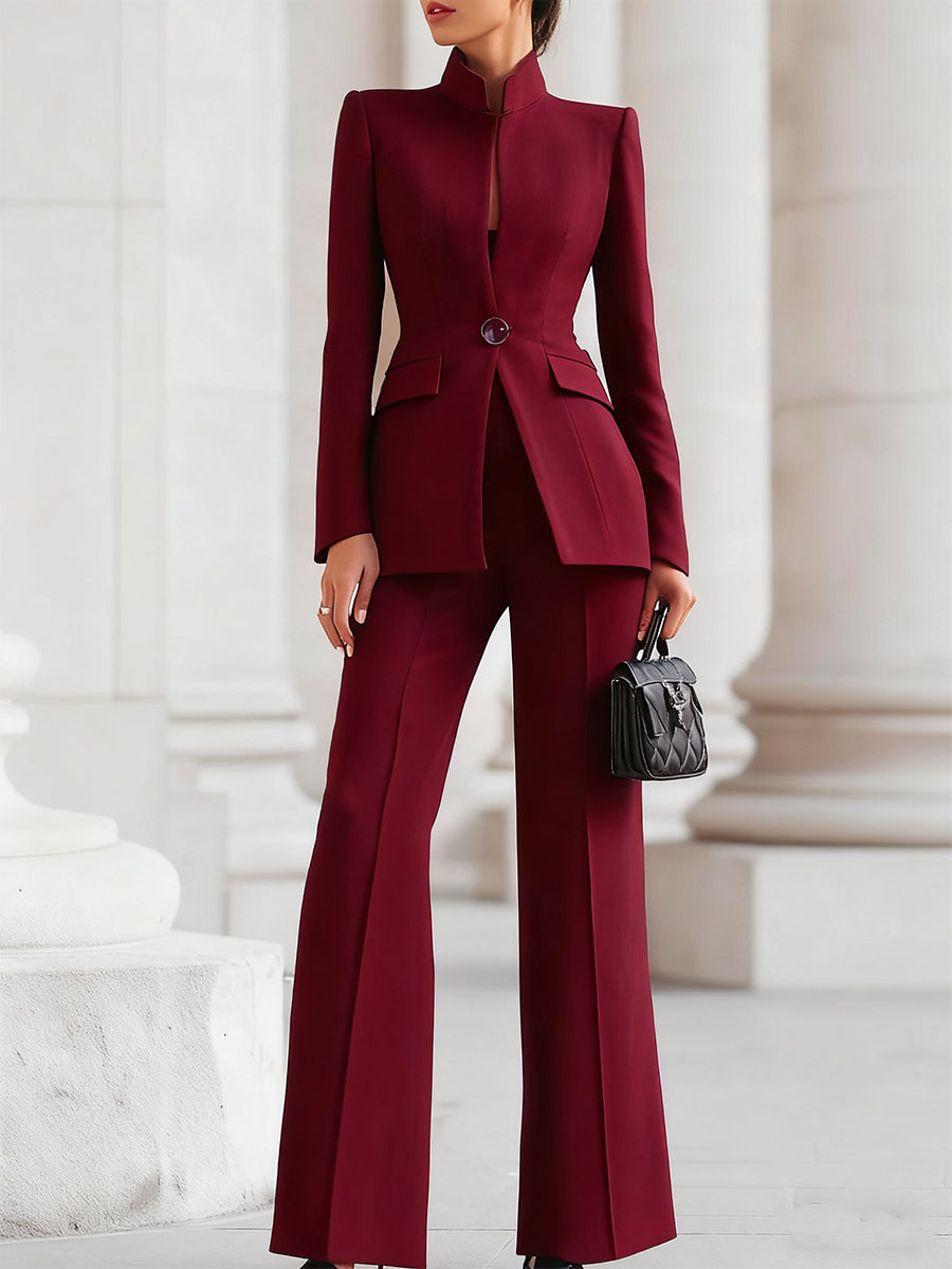 Women's Navy Blazer Set with Defined Waist by Selouva