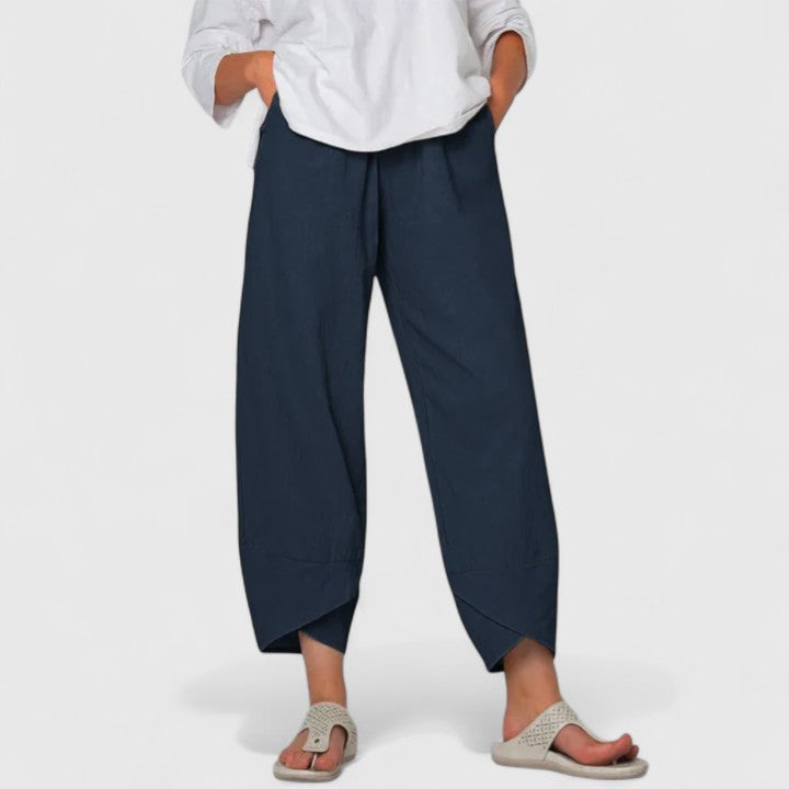 Prism Elegant Pants Vintage Inspired Wide Leg Navy Trousers For Everyday Comfort by Selouva