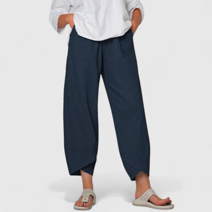 Prism Elegant Pants Vintage Inspired Wide Leg Navy Trousers For Everyday Comfort by Selouva
