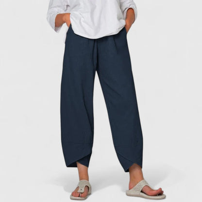 Prism Elegant Pants Vintage Inspired Wide Leg Navy Trousers For Everyday Comfort by Selouva