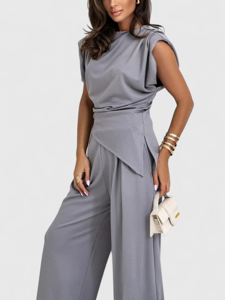 Women's Nude Two-Piece Set for Office by Selouva