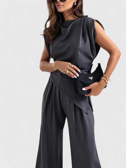 Women's Nude Two-Piece Set for Office by Selouva