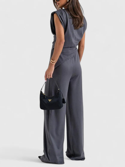Women's Nude Two-Piece Set for Office by Selouva