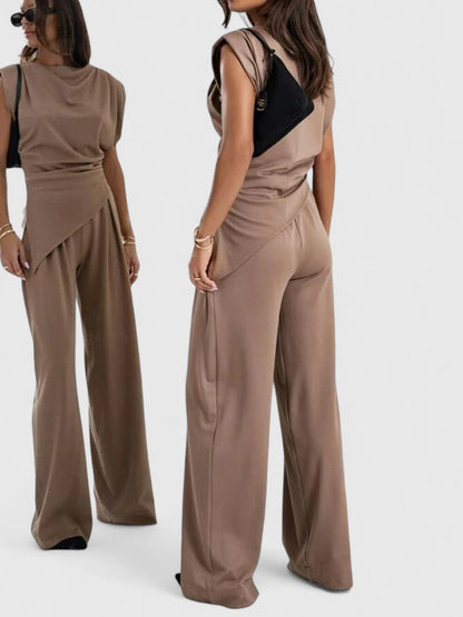 Women's Nude Two-Piece Set for Office by Selouva