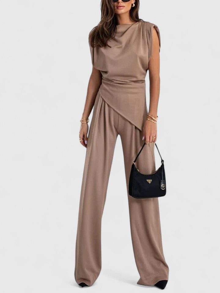 Women's Nude Two-Piece Set for Office by Selouva