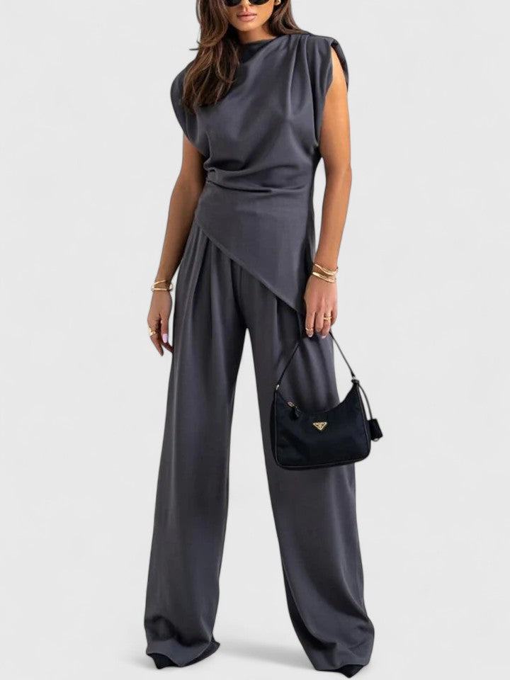 Women's Nude Two-Piece Set for Office by Selouva