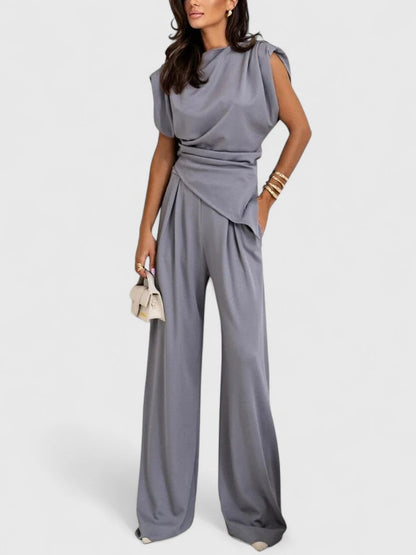 Women's Nude Two-Piece Set for Office by Selouva