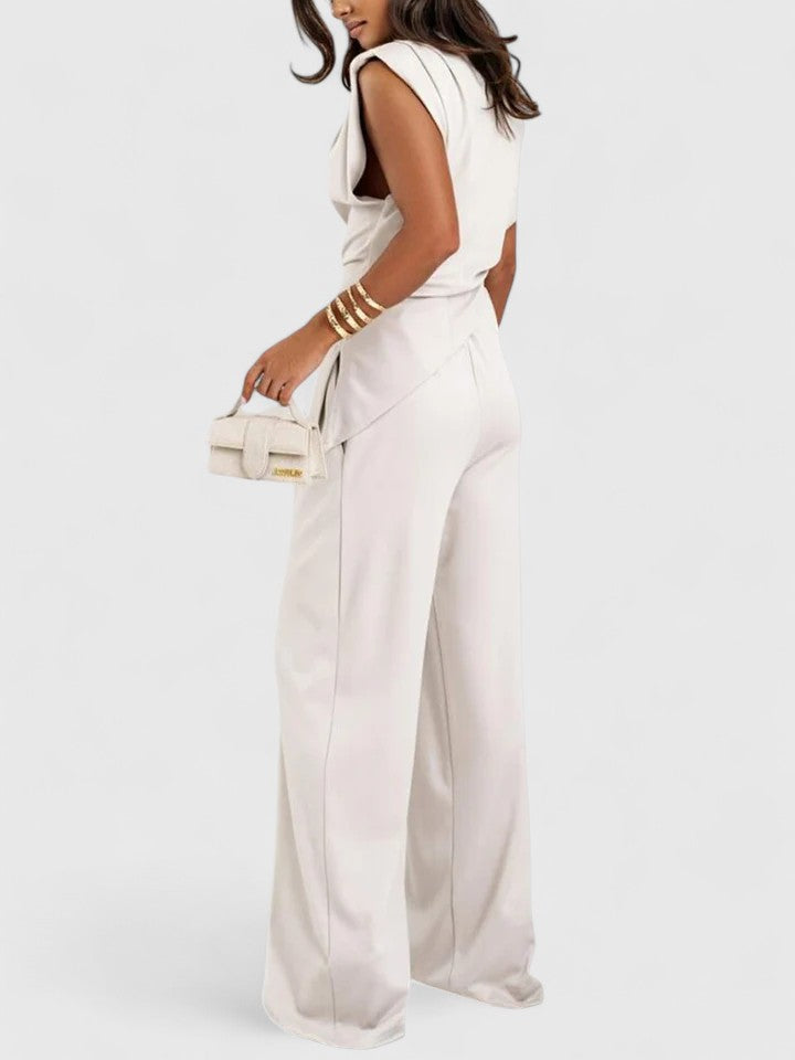 Women's Nude Two-Piece Set for Office by Selouva