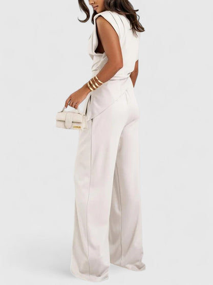 Women's Nude Two-Piece Set for Office by Selouva