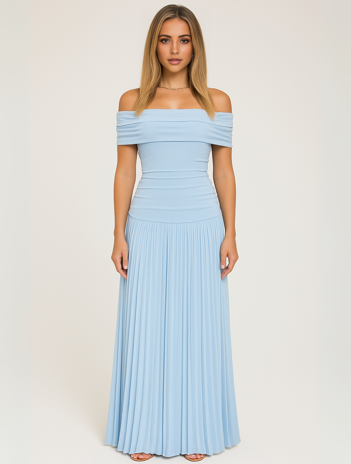 Bella | Women's Wedding Guest Pleated Maxi Dress by Selouva