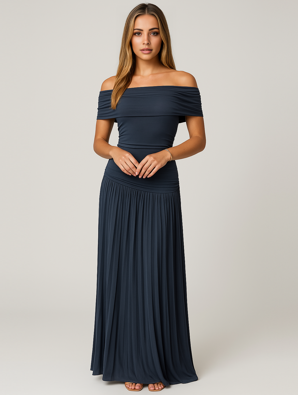 Bella | Women's Wedding Guest Pleated Maxi Dress by Selouva