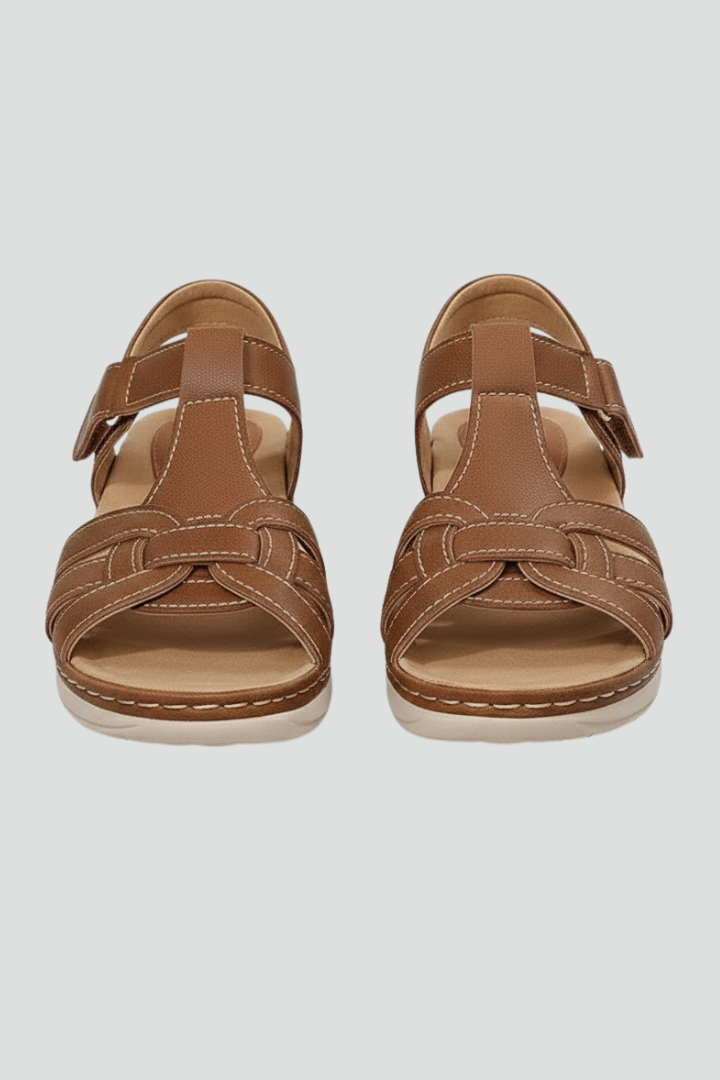 Lauren Womens Open Toe Strappy Sandals Leather Comfort Footbed by Selouva