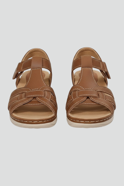 Lauren Womens Open Toe Strappy Sandals Leather Comfort Footbed by Selouva