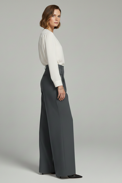 Blair Women's Palazzo Trousers With Front Pleats And Back Pockets by Selouva