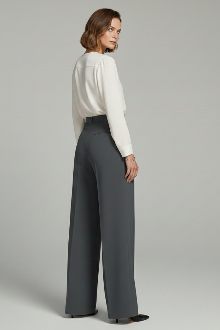 Blair Women's Palazzo Trousers With Front Pleats And Back Pockets by Selouva