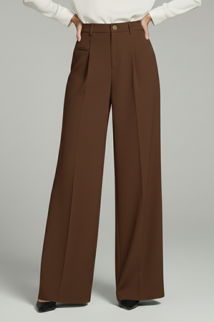Blair Women's Palazzo Trousers With Front Pleats And Back Pockets by Selouva