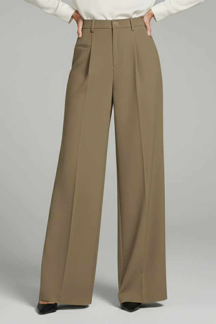Blair Women's Palazzo Trousers With Front Pleats And Back Pockets by Selouva