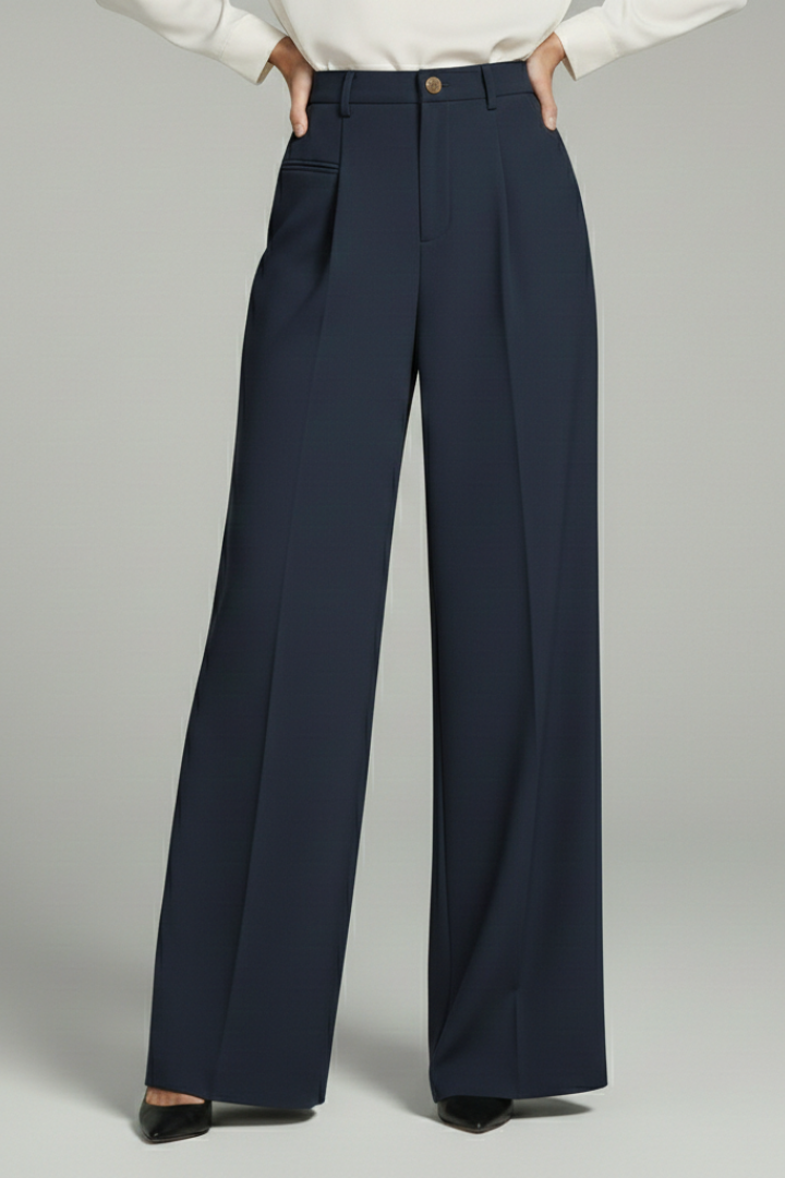 Blair Women's Palazzo Trousers With Front Pleats And Back Pockets by Selouva
