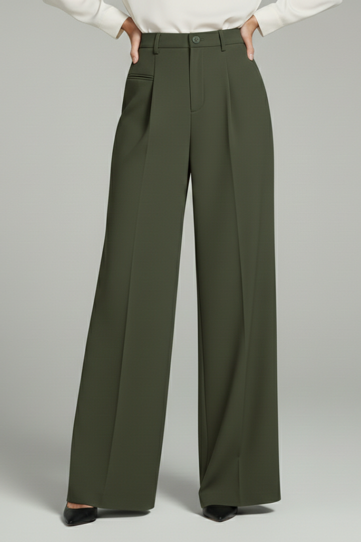 Blair Women's Palazzo Trousers With Front Pleats And Back Pockets by Selouva
