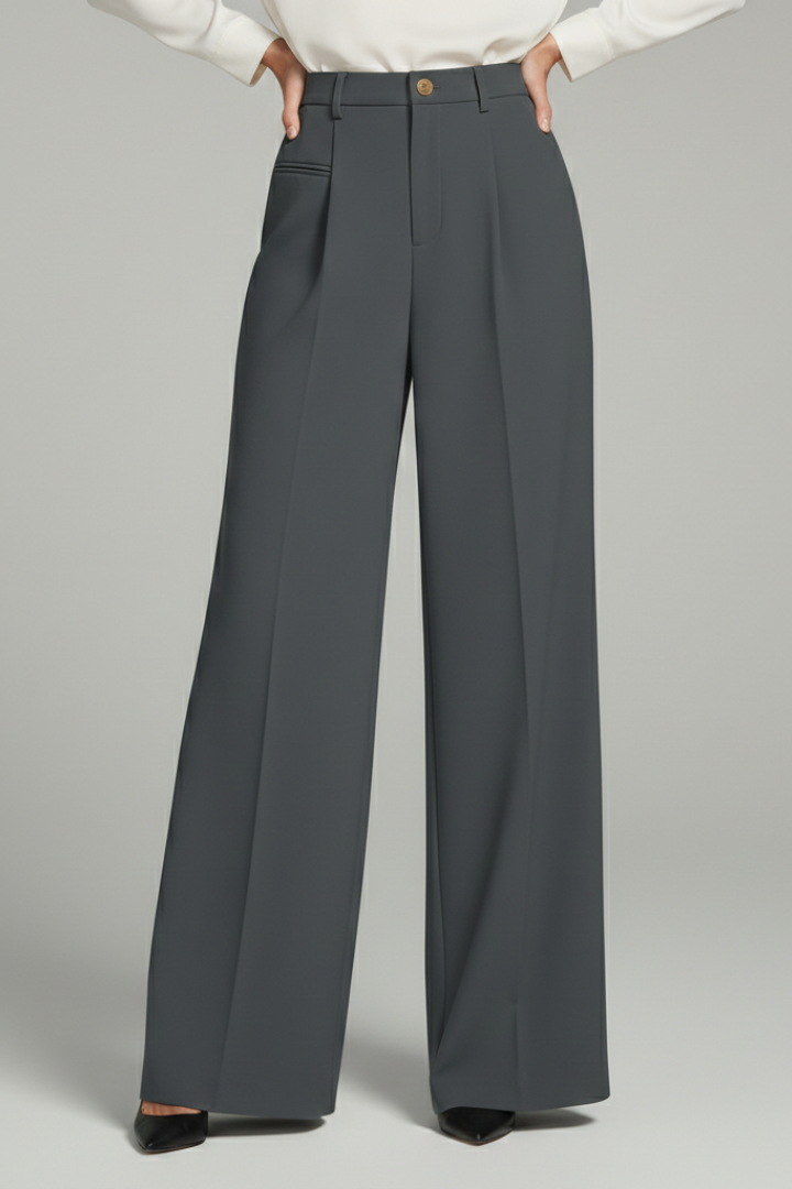 Blair Women's Palazzo Trousers With Front Pleats And Back Pockets by Selouva