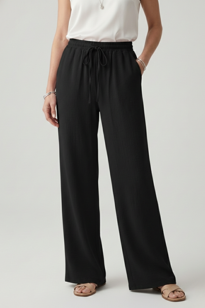 Caroline Women's Casual Palazzo Trousers With Drawstring Waist And Pockets by Selouva