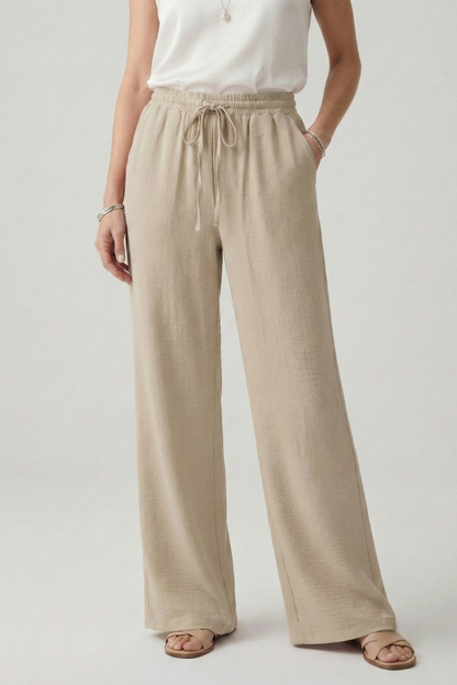 Caroline Women's Casual Palazzo Trousers With Drawstring Waist And Pockets by Selouva