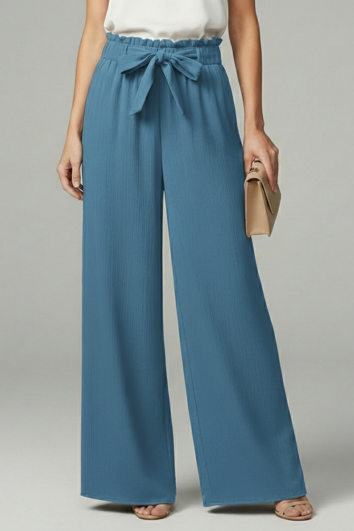 Daisy Womens Palazzo Trousers With Tie Belt And Wide Legs by Selouva