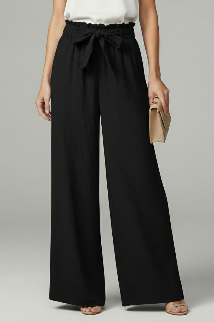 Daisy Womens Palazzo Trousers With Tie Belt And Wide Legs by Selouva