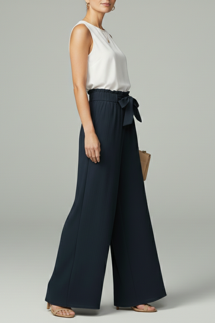 Daisy Womens Palazzo Trousers With Tie Belt And Wide Legs by Selouva