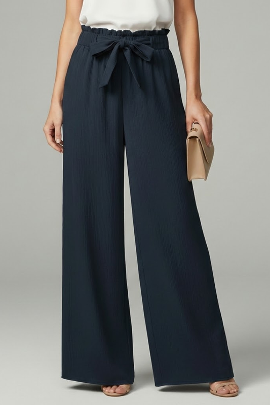 Daisy Womens Palazzo Trousers With Tie Belt And Wide Legs by Selouva