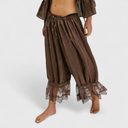 Winona Patchwork Lace Comfort Trousers Available In White Black Brown Orange by Selouva