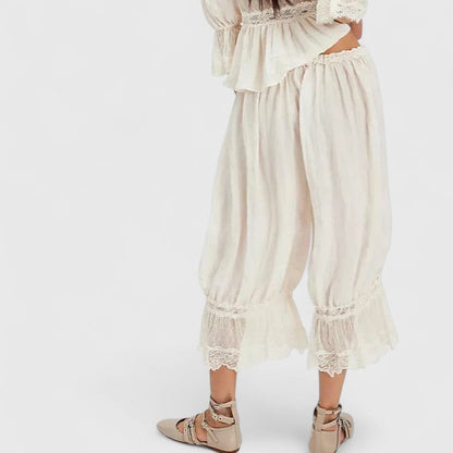Winona Patchwork Lace Comfort Trousers Available In White Black Brown Orange by Selouva