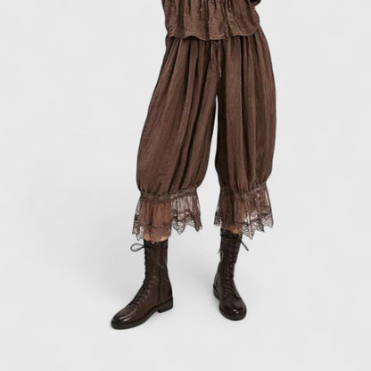Winona Patchwork Lace Comfort Trousers Available In White Black Brown Orange by Selouva