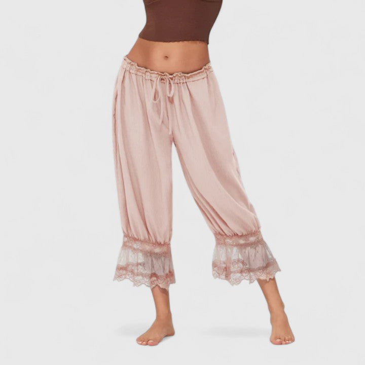 Winona Patchwork Lace Comfort Trousers Available In White Black Brown Orange by Selouva